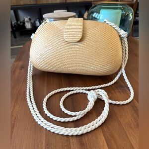 Vintage Philippines Tan Woven Bag with Rope Strap